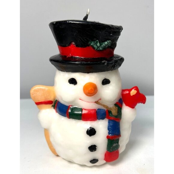 Vintage Snowman Candle With Hat & Scarf, Slight Wear - Picture 1 of 4
